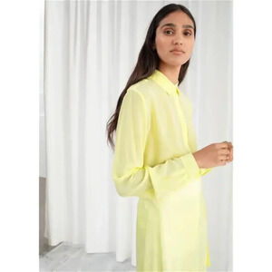 NWT & Other Stories Stockholm Atelier Silk Button-up Shirt US 2 Yellow #FC430
